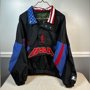 Starter Atlanta 1996 Olympic Games USA 1/2 Zip Windbreaker Jacket Size M